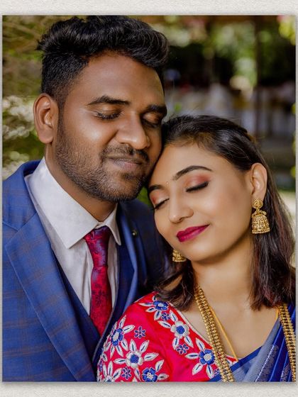 An intimate close-up of the newlyweds, their eyes closed in a moment of quiet bliss and connection.