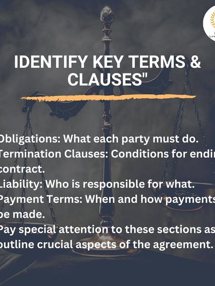 When reading a contract, it's crucial to identify the key terms. Pay close attention to clauses related to obligations, termination, liability, and payment terms, as these define the core of the agreement.