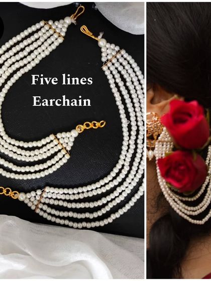 My pearl beaded 'Lata' earchains. These can be styled with your favourite studs or earrings to add a traditional 'sahara' look.