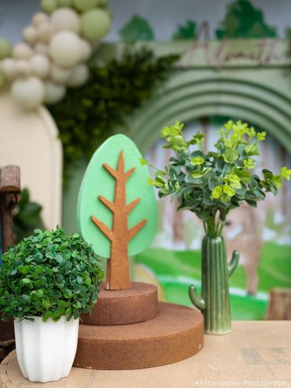 More greenery details from Advaith's woodland party, showing how I use different types of faux plants to create a lush and varied forest floor look.