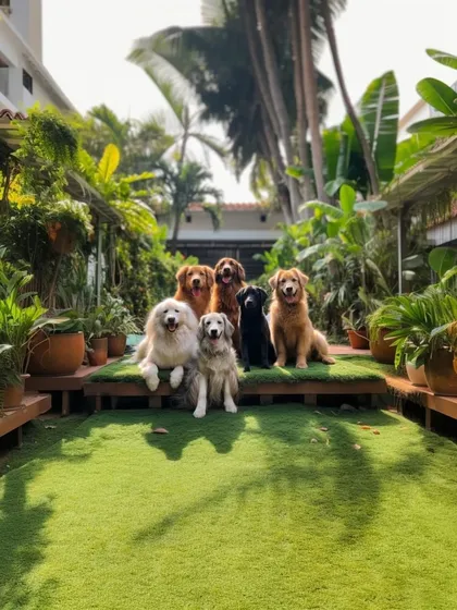 Meet the pack! We encourage positive social interactions, allowing friendly dogs to hang out and make new friends under our careful supervision.