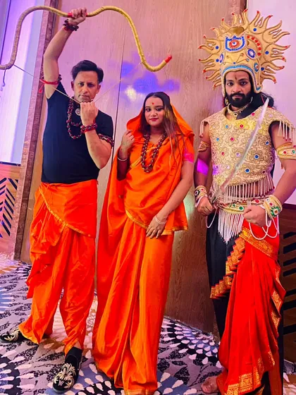 With my talented cast after performing the Digital Ramayan Saga for Hero MotoCorp. It takes a great team to put on a grand illusion show, and I work with the best.