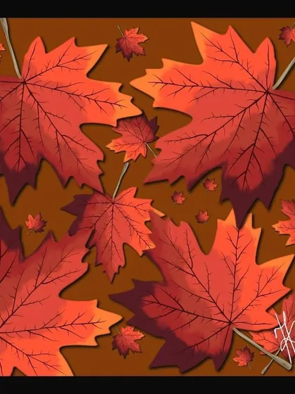 A pattern of autumn leaves. I love the colors of autumn, and this piece is a celebration of that season, where every leaf speaks bliss to me.