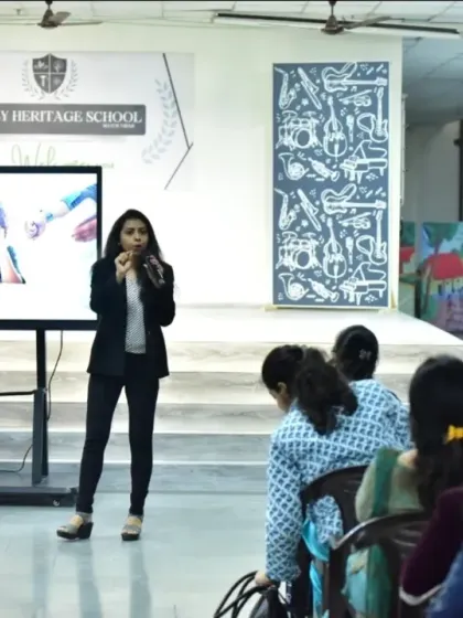A wide shot of my presentation to the teachers at Lovely Heritage School. My sessions are designed to be visually engaging and easy to follow.