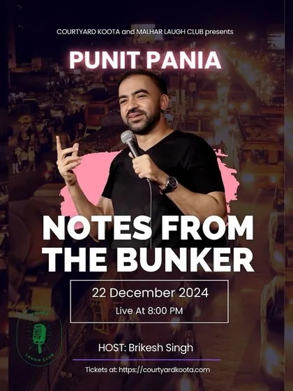 The poster for Punit Pania's Christmas encore show, 'Notes From The Bunker'. We love hosting special holiday editions of our popular events.