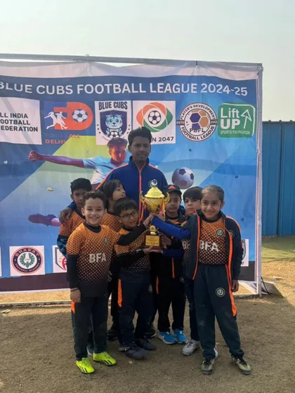 Champions of the AIFF Blue Cubs Football League 2024. Our Under 8 team stands proud after a month of dedicated effort and outstanding play.