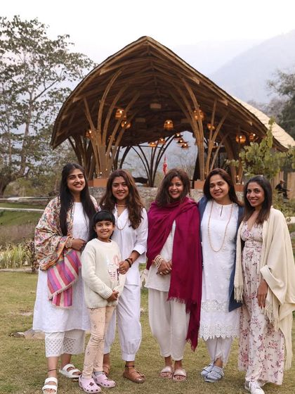 A group of us, the women of the retreat, standing together. There is a special power in women gathering to heal, support, and uplift one another.