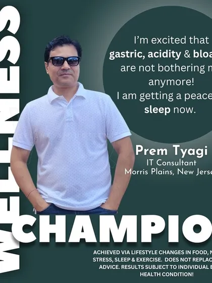 Prem, an IT consultant, resolved his chronic acidity and gastric issues in just two months, leading to peaceful sleep and sustained energy.