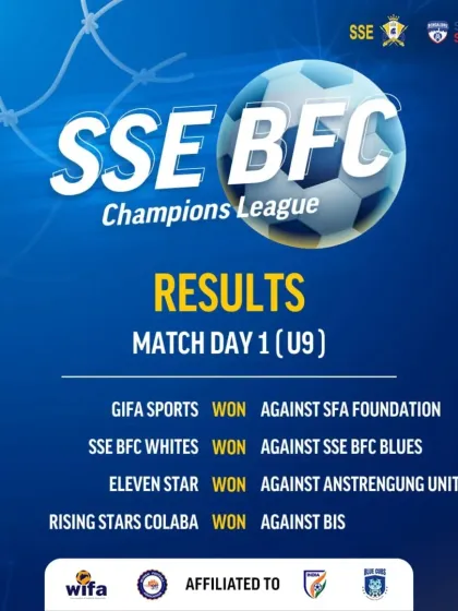 Match Day 1 results for the U9 category.