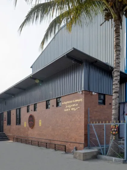 Another exterior view, showing how the building interacts with its site.