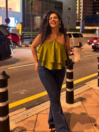 Another joyful shot from my night out in KL. This tiered top is so fun and flirty.