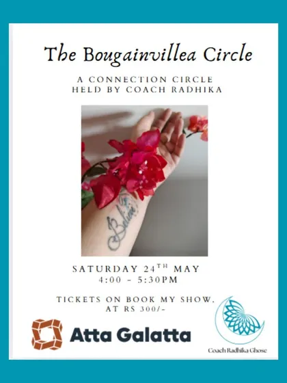 Poster for 'The Bougainvillea Circle', a connection circle based on the principle of 'Sawubona' (We See You).