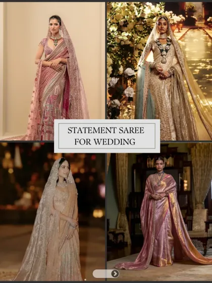 A statement saree is a timeless alternative to a lehenga for the main wedding ceremony. Draped elegantly, it exudes grace and sophistication.