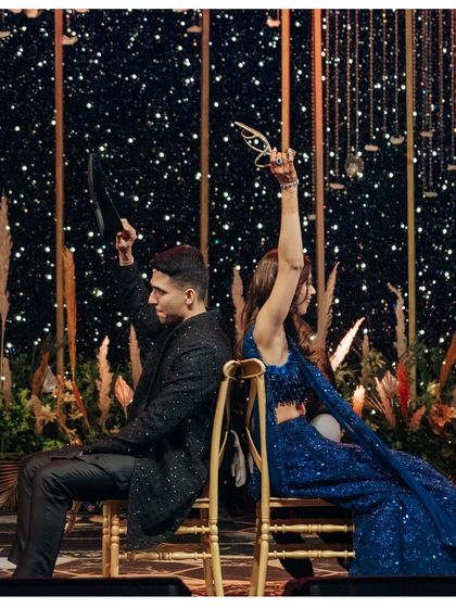 The shoe game is always a crowd-pleaser at a Sangeet, revealing fun truths about the couple and getting lots of laughs.