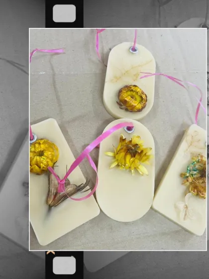 Each botanical wax sachet is a small piece of art. Here are a few designs featuring beautiful dried yellow flowers, perfect for bringing a bit of sunshine and gentle fragrance into your home.
