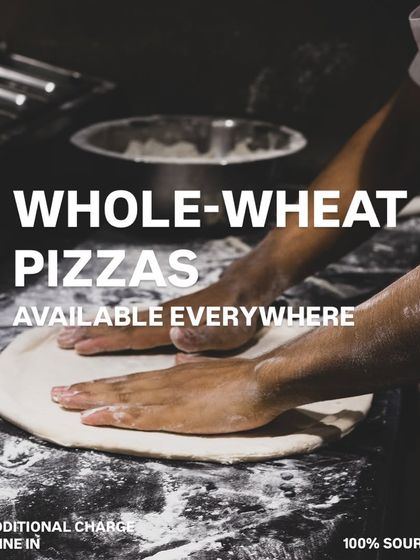 Our hands-on approach to whole wheat pizza. We press out each base by hand, ensuring a rustic texture and perfect thickness for our 100% sourdough pies.