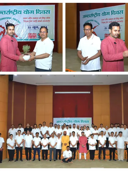 Here are some memorable moments from the International Yoga Day event at the Ministry of Petroleum. The day began with the traditional lamp lighting ceremony and concluded with a group photo, capturing the spirit of community and shared purpose.