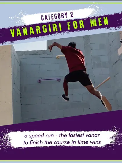 A graphic detailing the 'Vanargiri for Men' speed run for our 3rd National Competition.