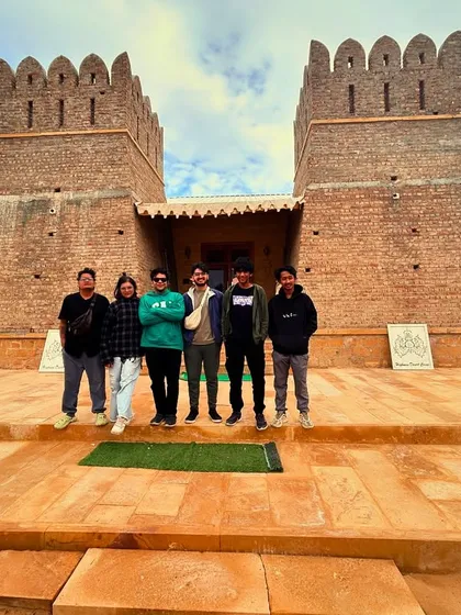 Based in Mumbai, but we will travel anywhere the party is. This was us before a private gig at a stunning desert location in Jaisalmer. We are a full-service destination wedding band ready for any location.