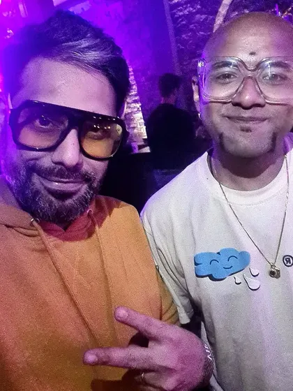 With the incredibly talented Benny Dayal at the Apache Indian concert. My work puts me in the same circles as some of the country's best artists, which is always inspiring.