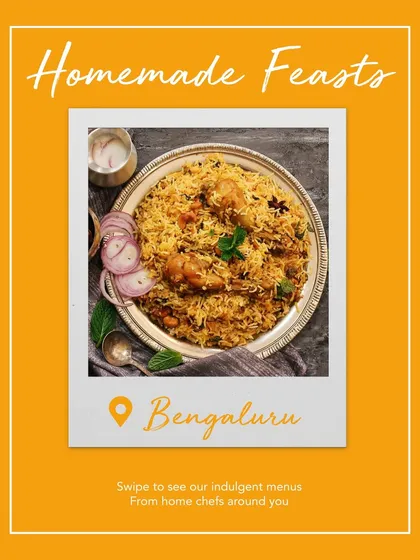 Nothing says comfort like a plate of perfectly cooked Biryani. Our home chefs prepare this classic dish with aromatic spices and tender meat or vegetables, slow-cooked to perfection for a truly satisfying homemade feast.