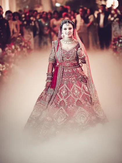 Another angle of the bride's smoky, grand entrance.