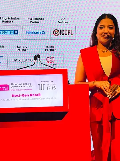 At the podium during the MAPIC India summit, discussing "Next-Gen Retail". My industry knowledge allows me to speak with authority.