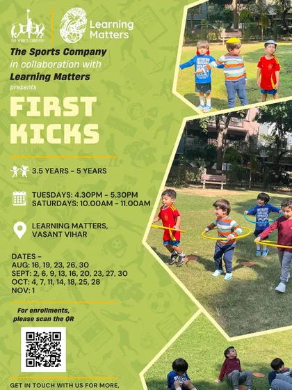 The journey starts here. Our 'First Kicks' program is specially designed for children aged 3.5 to 5 years, focusing on multi-sport basics, motor skills, and creating joyful first memories with sports in a safe and encouraging environment.