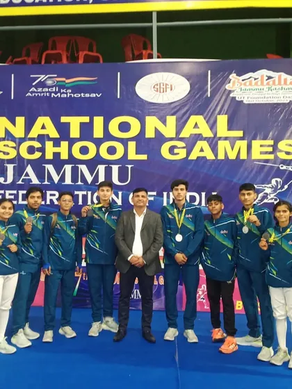 Our entire team of medalists from the National School Games in Jammu. This group photo represents the depth of talent and collective success of our club at a major national event.
