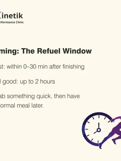 The timing of your post-run fuel is important. The "refuel window" is best within 30 minutes of finishing, but still effective for up to two hours.