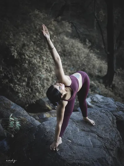 I never thought I'd be doing Trikonasana on a rock in the mountains. It's a reminder to just start moving, wherever you are.
