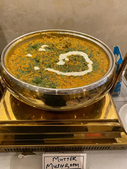 A simple yet delicious curry, our Mutter Mushroom combines fresh green peas and mushrooms in a savory gravy. This dish was part of a Jain menu for a Mata ki Chowki.