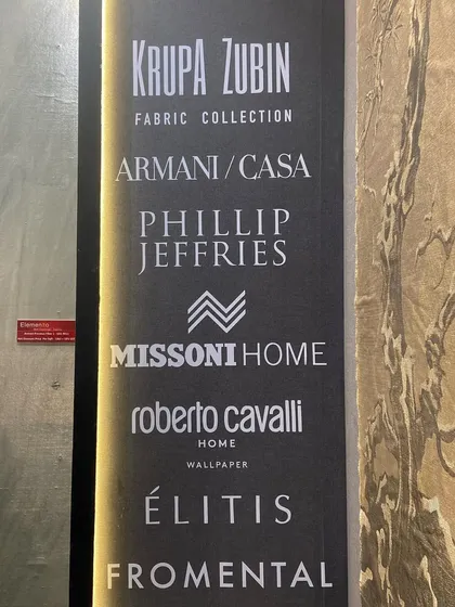 We proudly house a curated collection of the world's most iconic design brands. This display from a recent exhibition showcases our exclusive partnerships with industry leaders like Armani Casa, Phillip Jeffries, Missoni Home, and Élitis, offering our clients unparalleled access to the finest materials available.