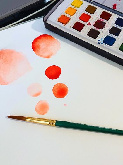 Simple watercolor swatches on paper. Even this basic exercise is a beautiful exploration of how pigments interact with water.