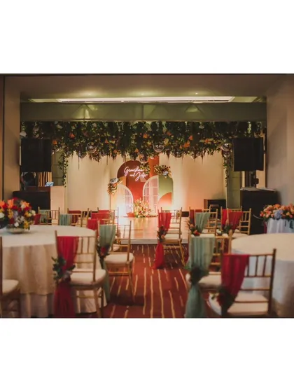 A duplicate of 387, showing the overall look of the reception seating and stage.