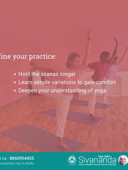 In our 8-week course, you will refine your practice by holding asanas longer and learning variations. This deepens your understanding and builds the confidence to practice independently.