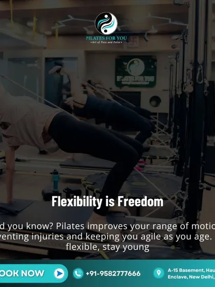 Flexibility is freedom. This exercise on the reformer helps improve range of motion in the hips and spine, preventing injuries and keeping you agile.