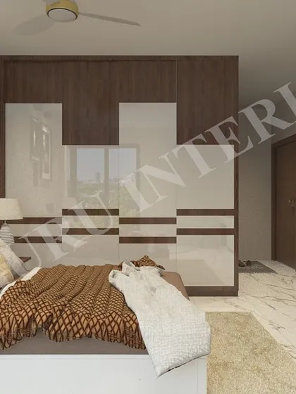 A slightly different version of the wardrobe design, presented to the client for selection. Our 3D process is collaborative and ensures the final result is exactly as desired.