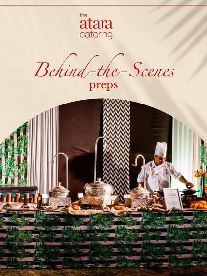 A behind-the-scenes look at one of our event preparations. This image shows a beautifully arranged buffet table with a tropical theme, ready for a sundowner party.