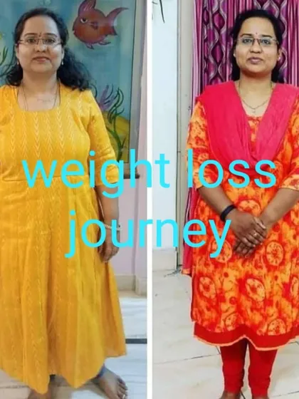 A visible weight loss journey from one of our online group class members. Her dedication over 2-3 months of practice and dietary guidance led to this wonderful result.