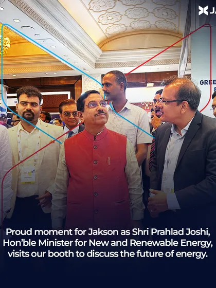 A proud moment for our team as Shri Prahlad Joshi, Hon'ble Minister for New and Renewable Energy, visits our booth at the IECE. We value these opportunities to discuss the future of energy and showcase our contributions to India's renewable goals.