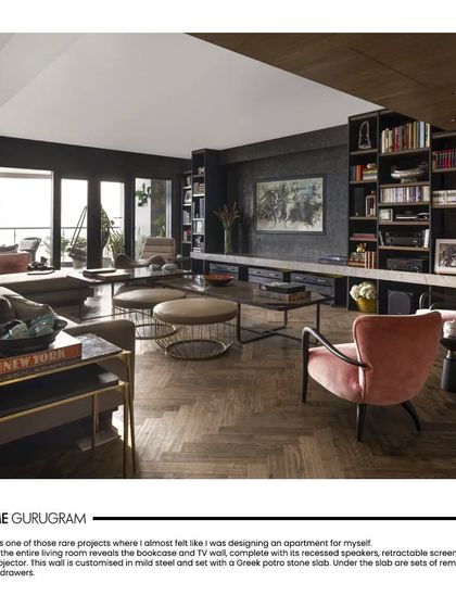 The living room of the Catriona apartment as featured in Elle Decor. The article notes how the space was designed to feel personal, as if I were designing it for myself.
