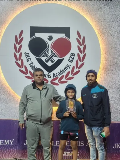 Our U-15 player Arunim Aggarwal with his bronze medal at the JKG Open Table Tennis Tournament.