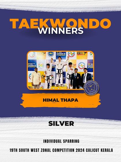 Another win for Himal Thapa, securing a Silver medal in Individual Sparring. This demonstrates his well-rounded abilities as a competitive martial artist.