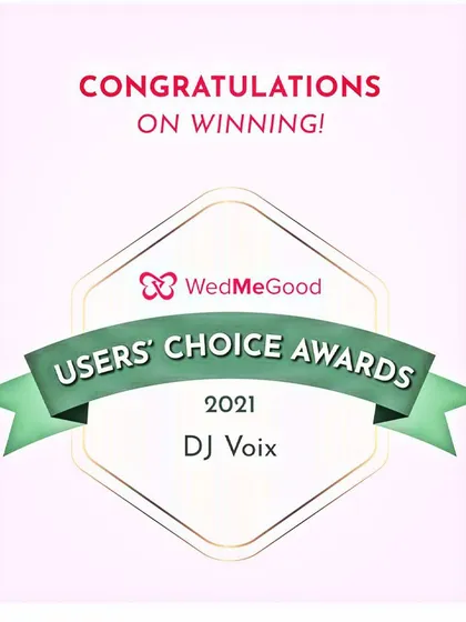 I was honoured to receive the WedMeGood Users' Choice Award, a testament to the happy clients and memorable weddings I've been a part of. This recognition reflects my commitment to making every big day special.