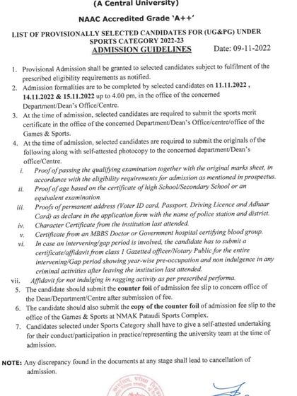A comprehensive look at the admission guidelines for the 2022-23 session. This document details the entire process from provisional admission to the submission of original documents like marksheets and character certificates.