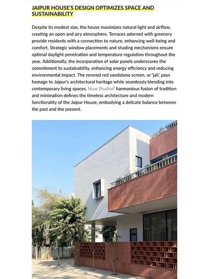 The designboom feature also noted the project's sustainability, highlighting how the design maximizes natural light and airflow. The revered red sandstone screen was recognized for its role in both paying homage to heritage and ensuring modern functionality.