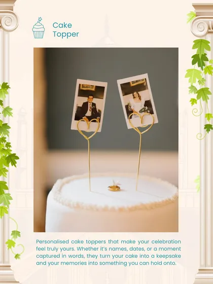 Top your cake with a memory. These unique cake toppers hold your favorite photos, turning your celebration cake into a beautiful and personal centerpiece.