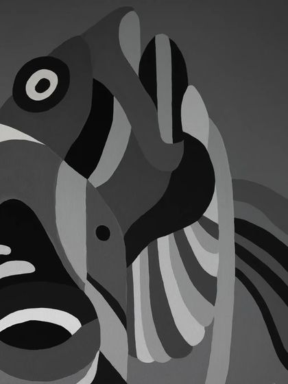 A detail of fish figures from the 'Aab' series.