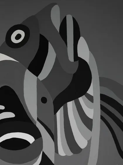 A detail of fish figures from the 'Aab' series.